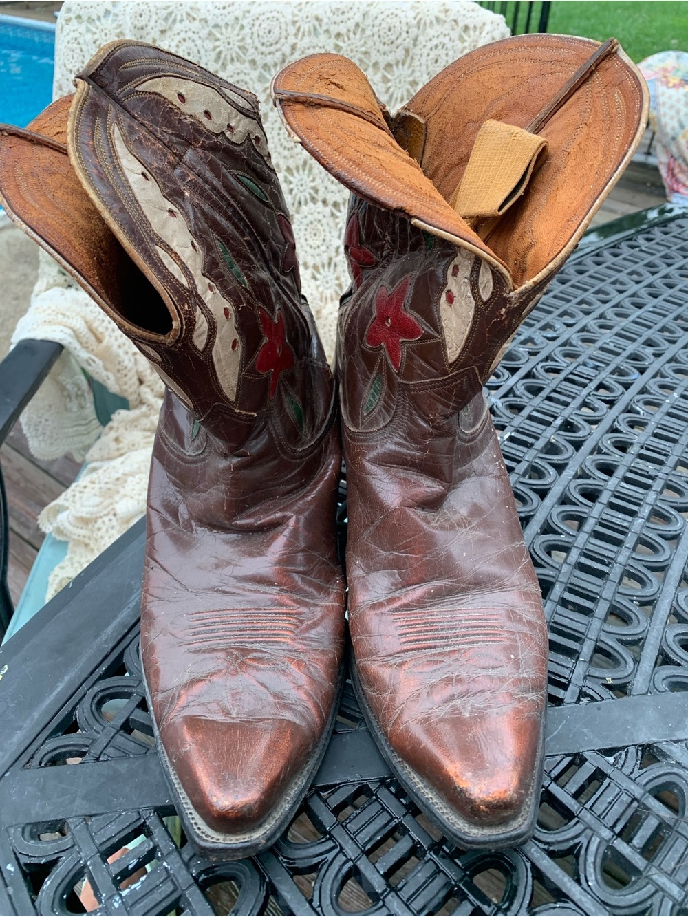 Vintage 1940’s 50s Nocona Brown Leather Cowboy Boots - Picture 6 of 15